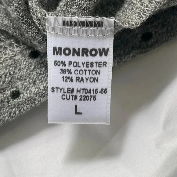 Monrow Women’s Size Large Gray Black Polka Dot Short Sleeve Crewneck T-shirt - Picture 9 of 10
